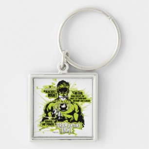 Green Lantern Text Collage - Colour Key Ring