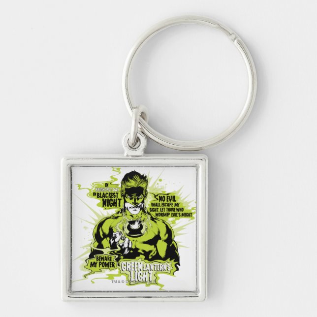 Green Lantern Text Collage - Colour Key Ring (Front)