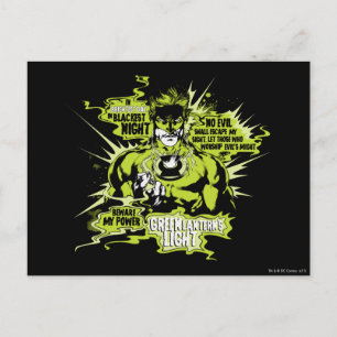 Green Lantern Text Collage - Colour Postcard