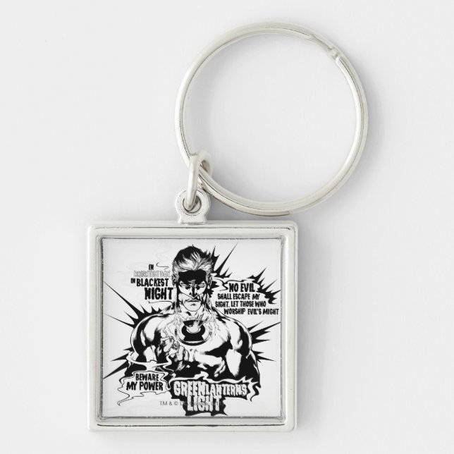 Green Lantern Text Collage Key Ring (Front)