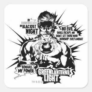 Green Lantern Text Collage Square Sticker