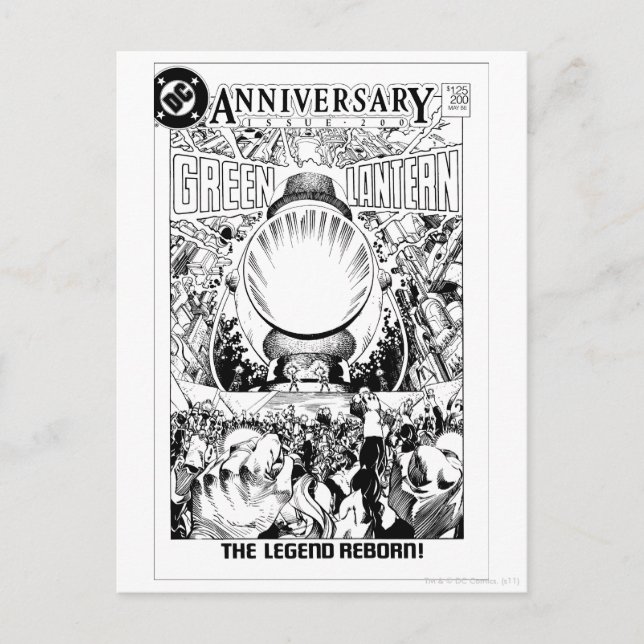 Green Lantern - The Legend Reborn, Black and White Postcard (Front)
