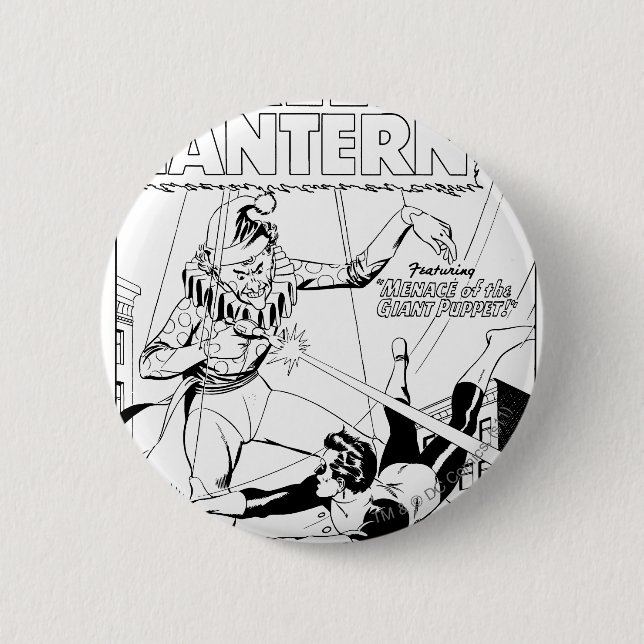 Green Lantern vs Clown, Black and White 6 Cm Round Badge (Front)
