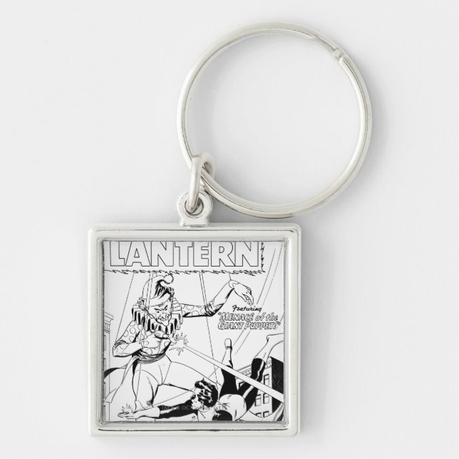 Green Lantern vs Clown, Black and White Key Ring (Front)