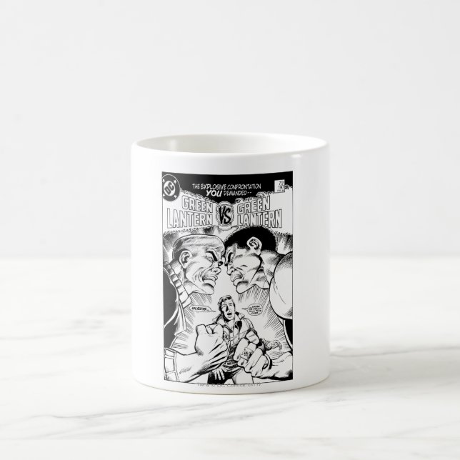Green Lantern vs Green Lantern, Black and White Coffee Mug (Center)
