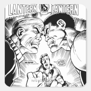 Green Lantern vs Green Lantern, Black and White Square Sticker