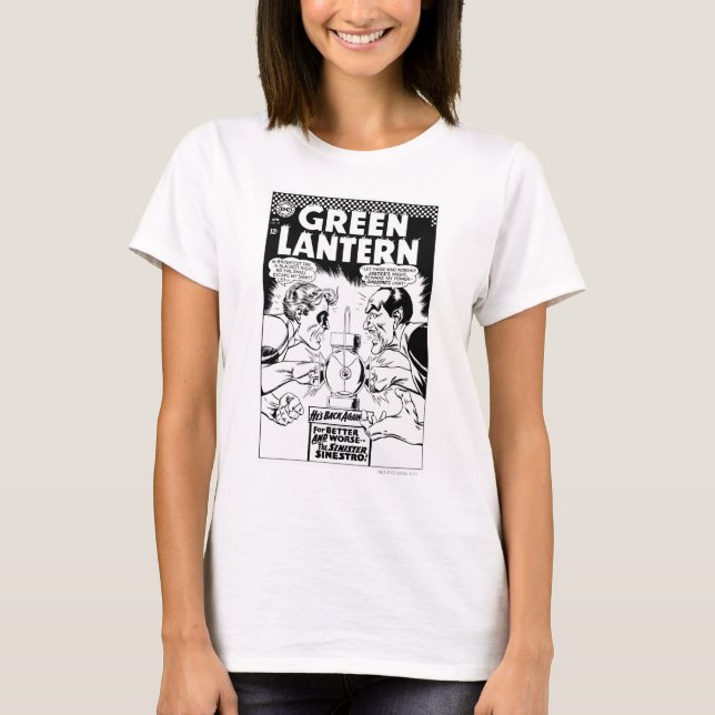 Green Lantern vs Sinestro, Black and White T-Shirt (Front)