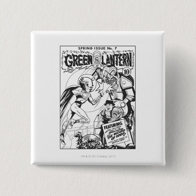 Green Lantern vs The Wizard of Odds, Black 15 Cm Square Badge (Front)