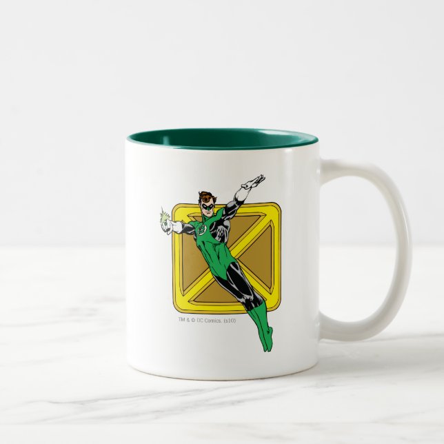 Green Lantern  with Background Two-Tone Coffee Mug (Right)