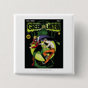 Green Lantern with cape in fight 15 Cm Square Badge