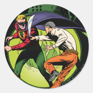 Green Lantern with cape in fight Classic Round Sticker