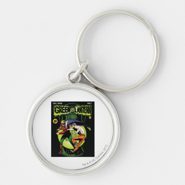 Green Lantern with cape in fight Key Ring (Front)