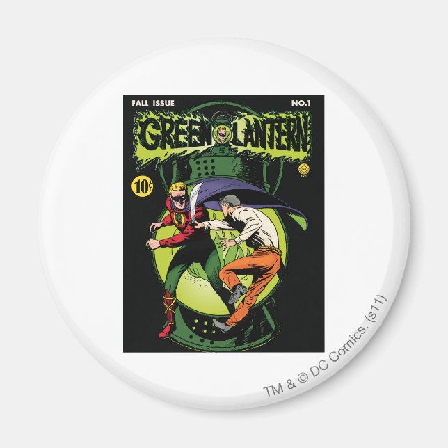Green Lantern with cape in fight Magnet (Front)