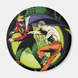 Green Lantern with cape in fight Magnet