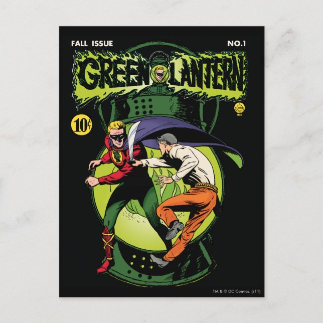 Green Lantern with cape in fight Postcard (Front)