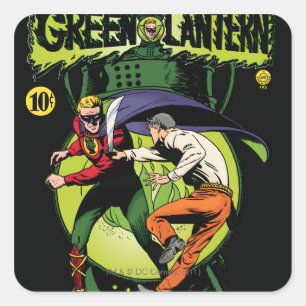 Green Lantern with cape in fight Square Sticker