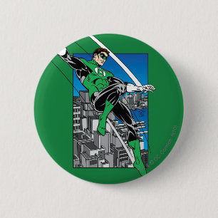 Green Lantern with City Background 6 Cm Round Badge
