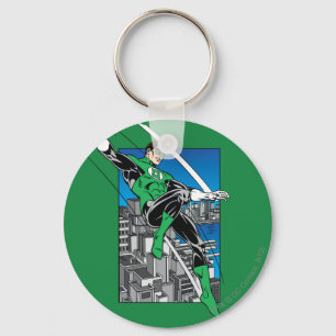 Green Lantern with City Background Key Ring