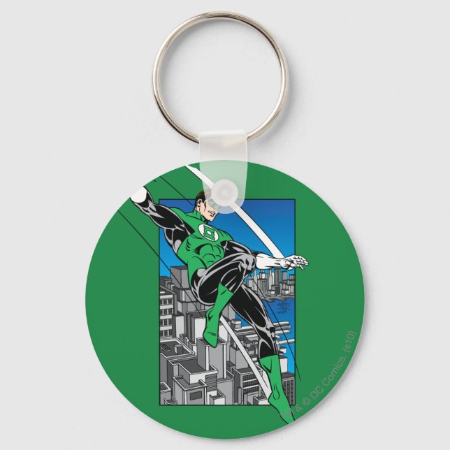 Green Lantern with City Background Key Ring (Front)