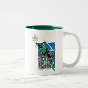 Green Lantern with City Background Two-Tone Coffee Mug