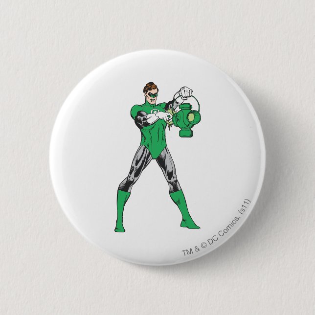 Green Lantern with Lantern 6 Cm Round Badge (Front)