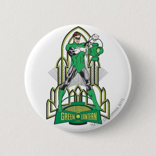 Green Lantern with Letters 6 Cm Round Badge (Front)