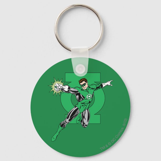 Green Lantern with Logo Background Key Ring (Front)