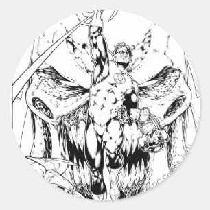 Green Lantern with stream of light Classic Round Sticker