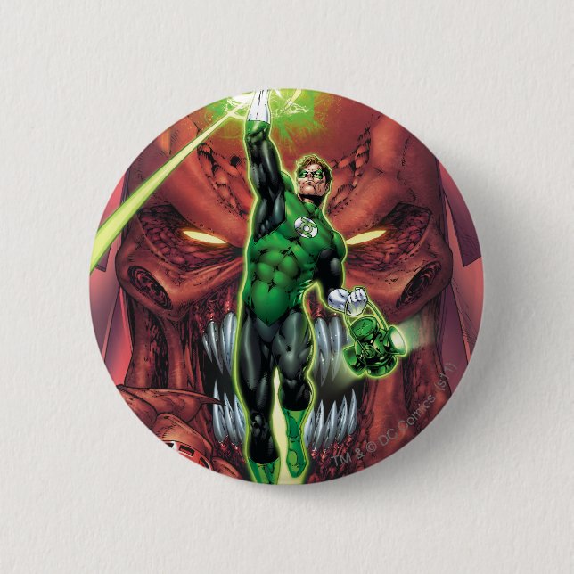 Green Lantern with stream of light - Colour 6 Cm Round Badge (Front)