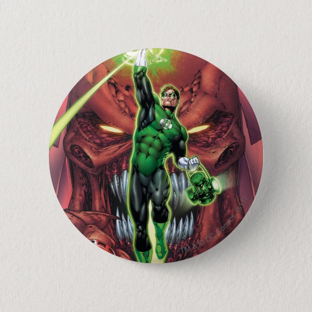 Green Lantern with stream of light - Colour 6 Cm Round Badge (Front)