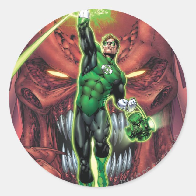 Green Lantern with stream of light - Colour Classic Round Sticker (Front)