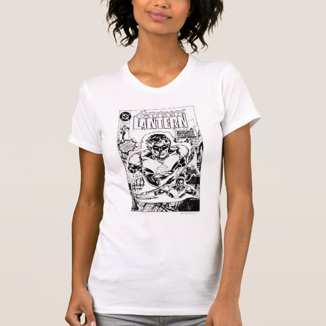 Green Lanterns Flying, Black and White T-Shirt (Front)