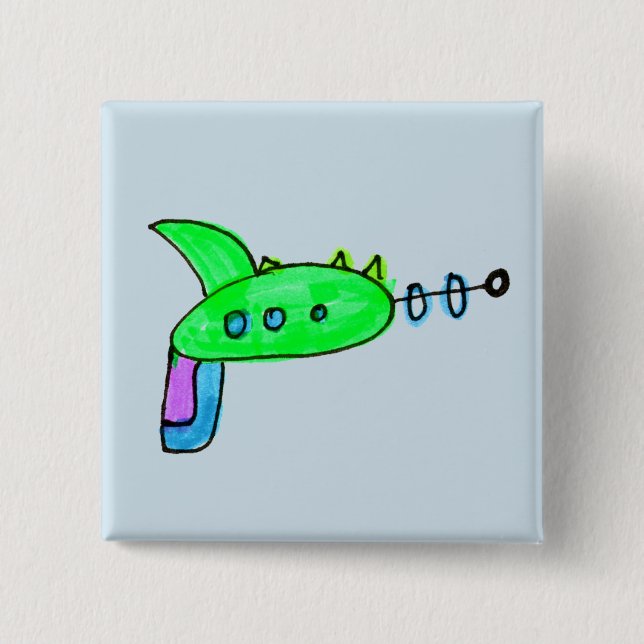 Green Laser Gun 15 Cm Square Badge (Front)