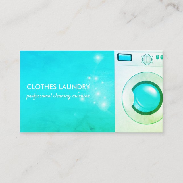 Green Laundry Cleaning Clothes Machine Hygienist Business Card (Front)