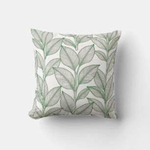 Green Laurel Leaf Botanical Pattern Cushion