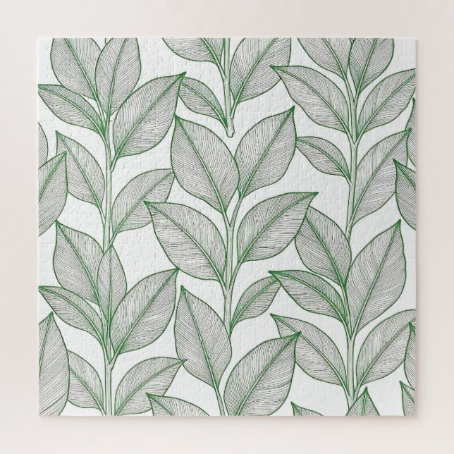 Green Laurel Leaf Botanical Pattern Jigsaw Puzzle (Vertical)