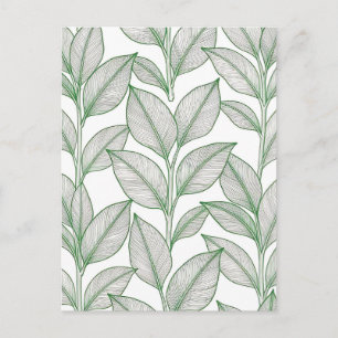 Green Laurel Leaf Botanical Pattern Postcard