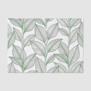 Green Laurel Leaf Botanical Pattern Tissue Paper