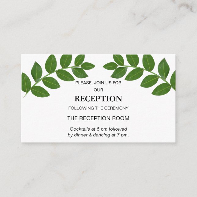 Green Laurel Leaves Wedding Enclosure Card (Front)