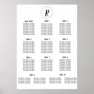 Green Laurel - Wedding Table Assignments Poster