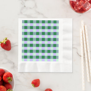 Green & Lavender Gingham Stripes Karo Pattern Napkin