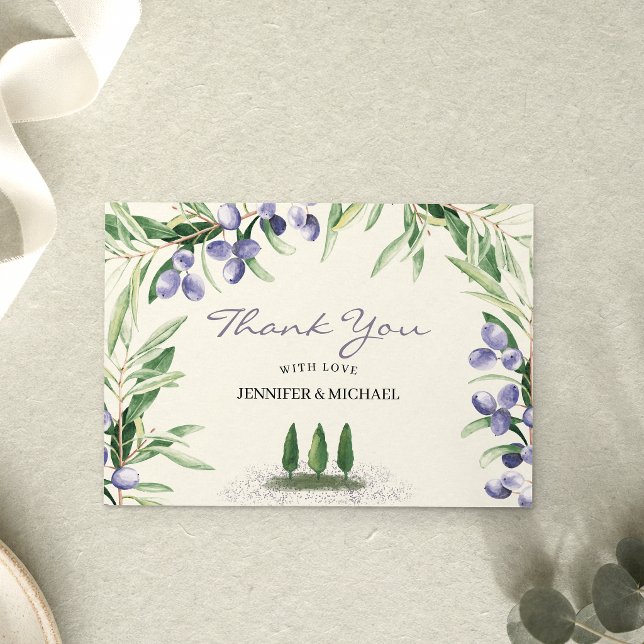 Green Lavender Rustic Tree Wedding Thank You Card (Creator Uploaded)