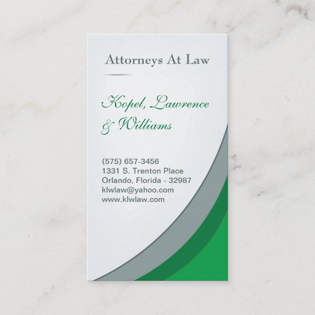 Green Law Firm Legal Corporate Business Card (Front)