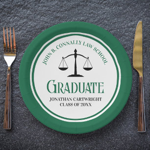 Green Law School Graduation Party Personalised Paper Plate