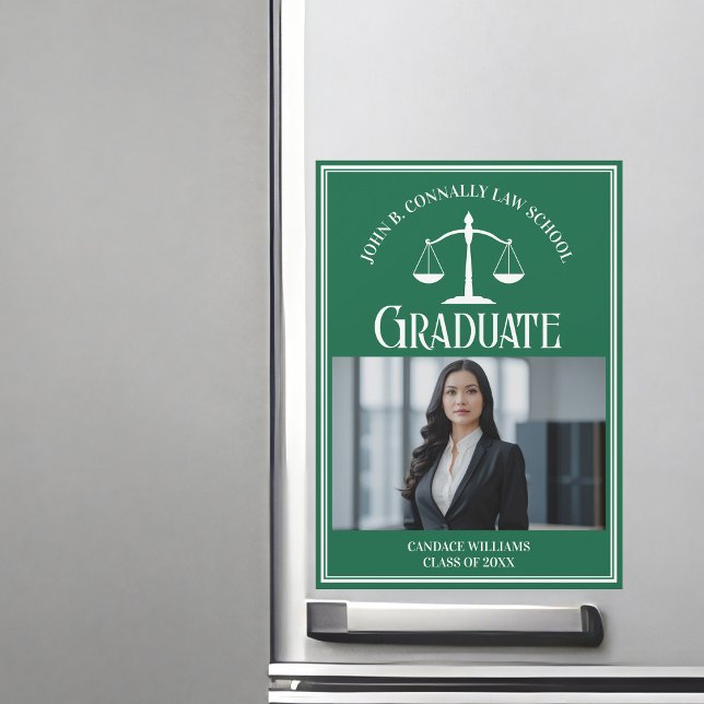 Green Law School Photo Graduation Magnet Card (Creator Uploaded)