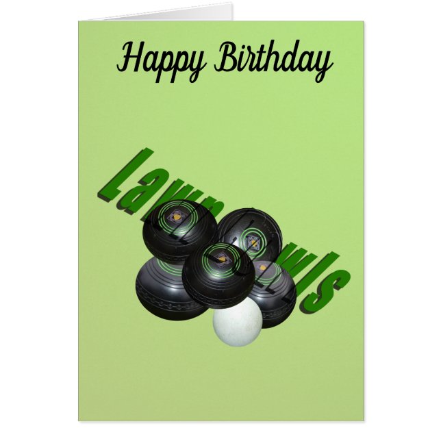 Green Lawn Bowls And Logo, Birthday Card (Front)