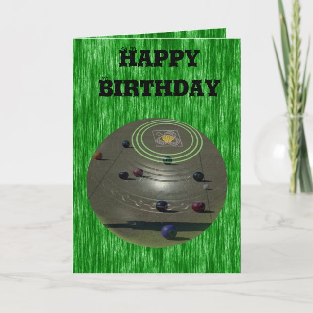 Green Lawn Bowls, Birthday Card (Front)