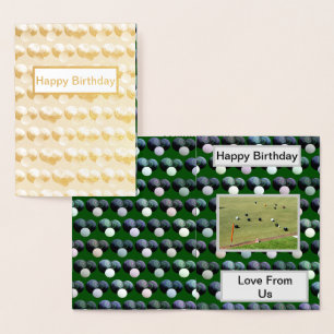 Green Lawn Bowls, Gold Foil Birthday Card, Card
