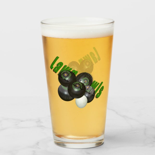 Green Lawn Bowls Logo And Bowls, Glass (Front Filled)