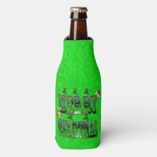 Green Lawn Bowls Merry Christmas Logo, Bottle Cooler